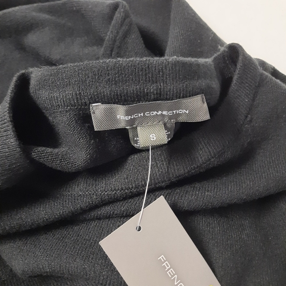 French Connection Sweater Dress Womens Small Black Stretch Midi Long Sleeve - Picture 7 of 8